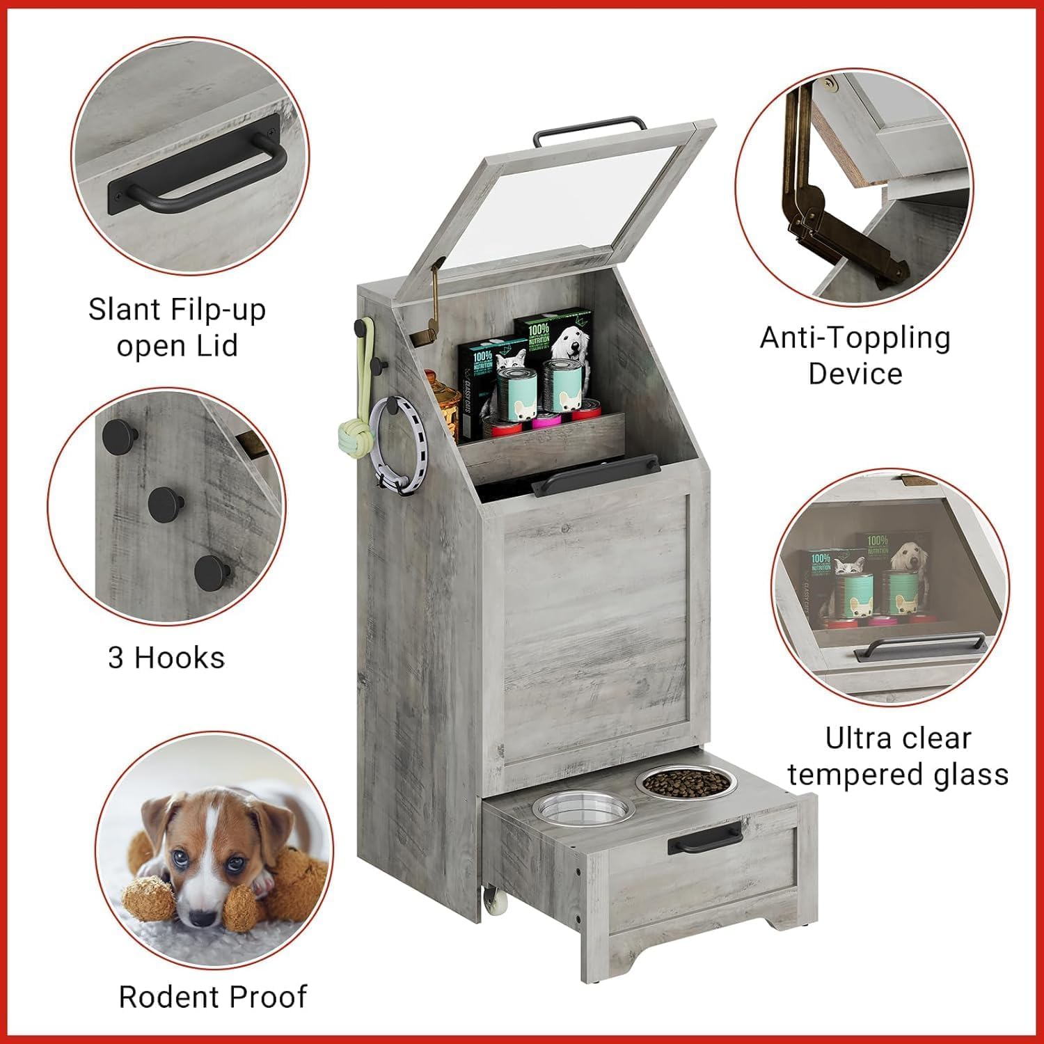 Dog Food Station with Storage