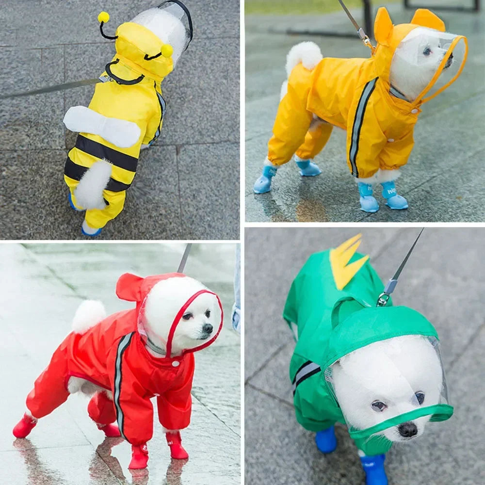 Bear, Dinosaur, or Bumble Bee Dog Raincoat