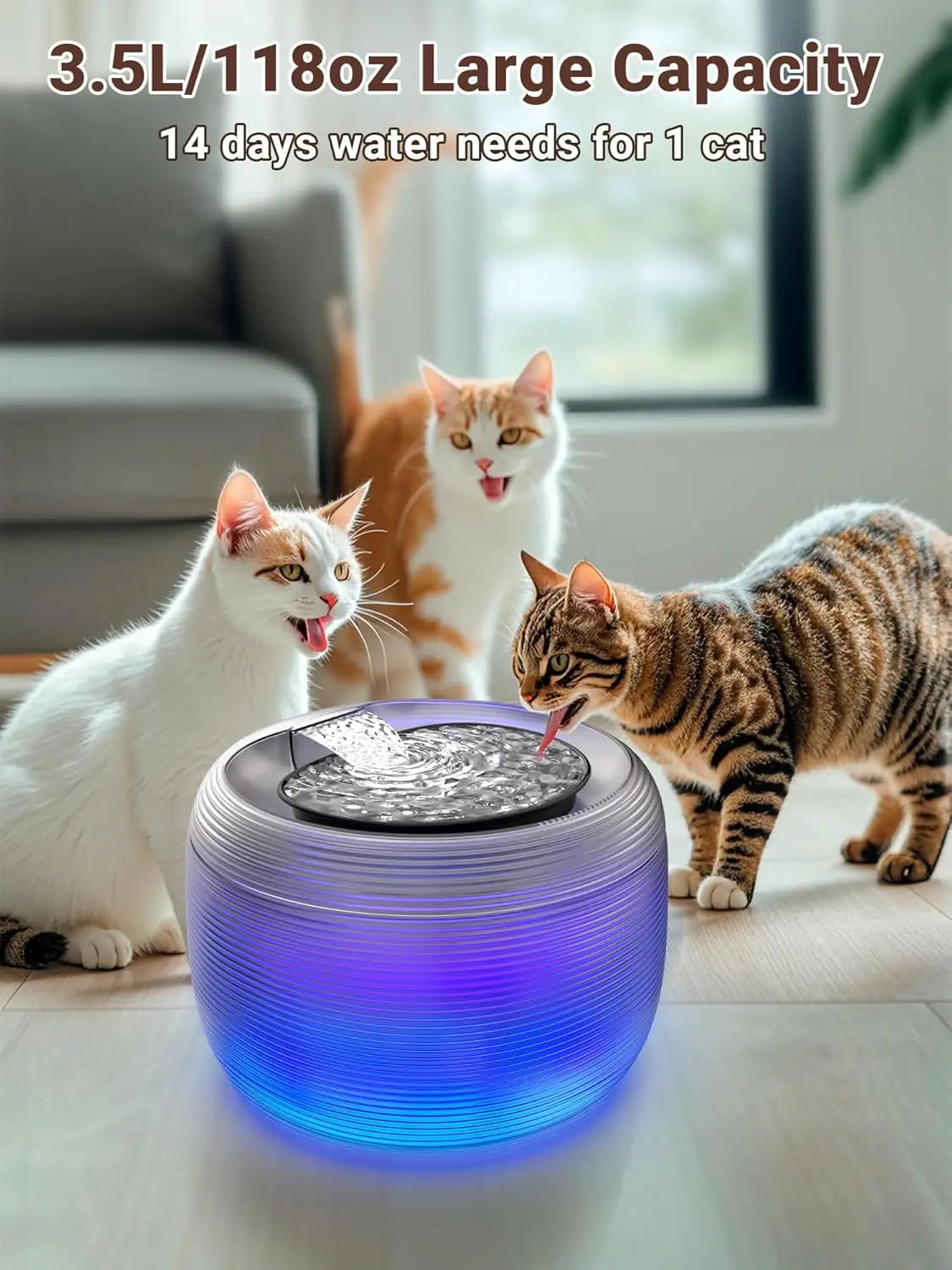Quiet Lighted Large Pet Water Fountain