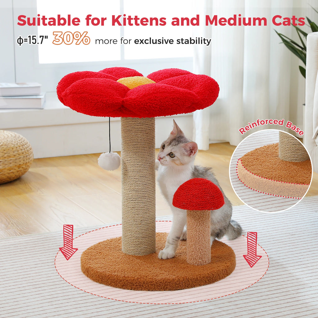 Red Flower Cat Cot and Scratching Stems