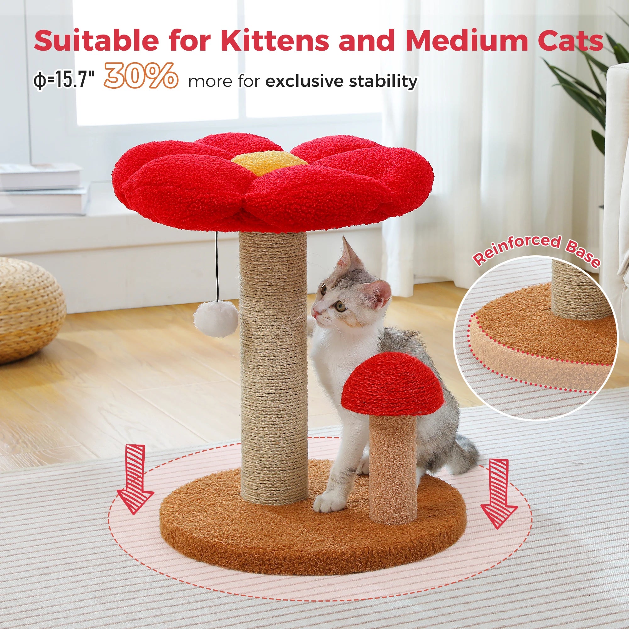 Red Flower Cat Cot and Scratching Stems