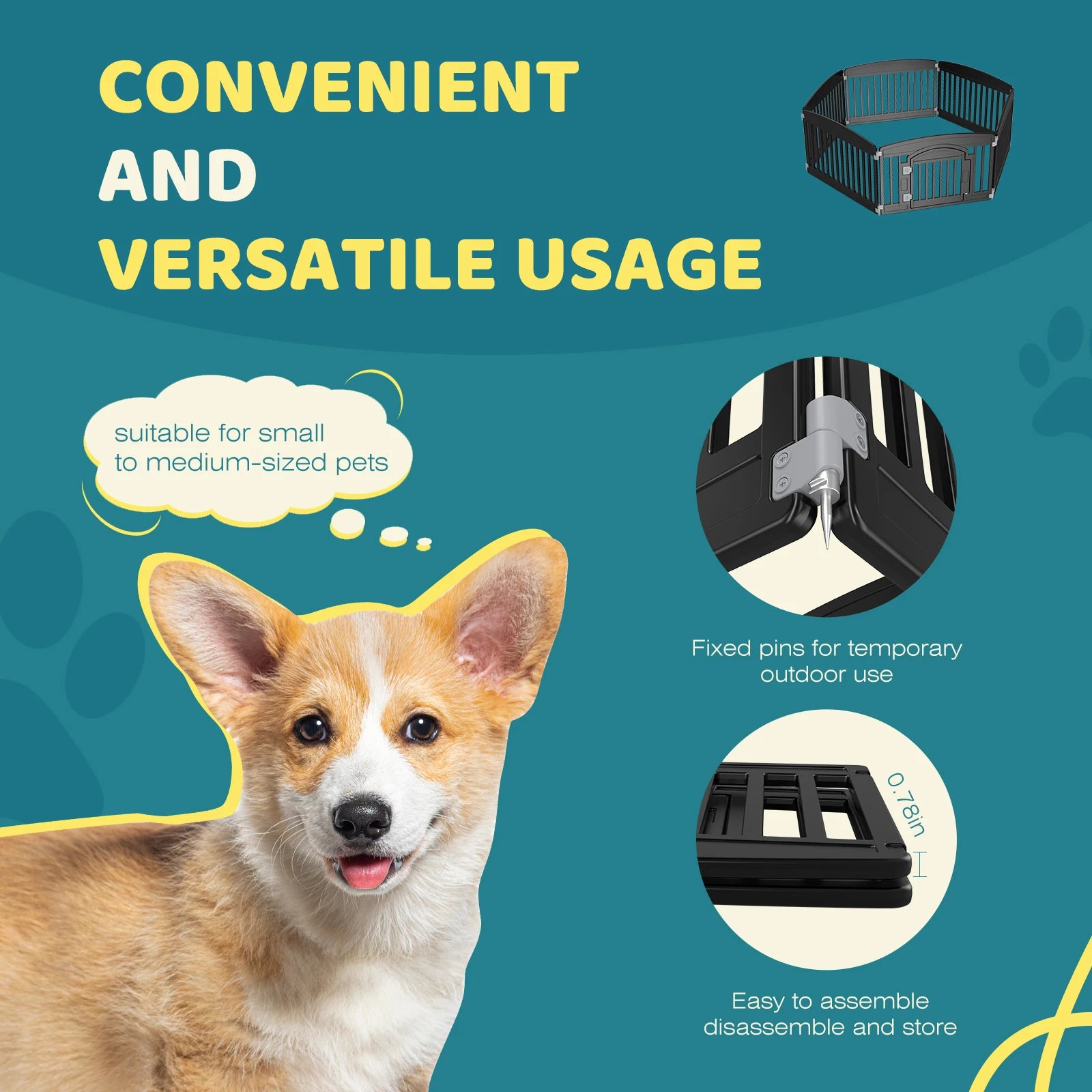 24 Inch Expandable Pet Fence, 4 OR 6 Panel