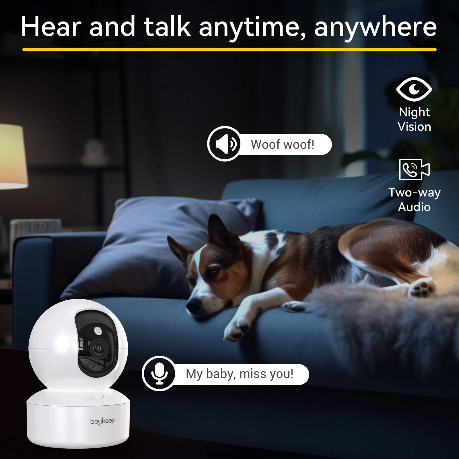 2 Pet Cameras View Remotely 360° Night Vision