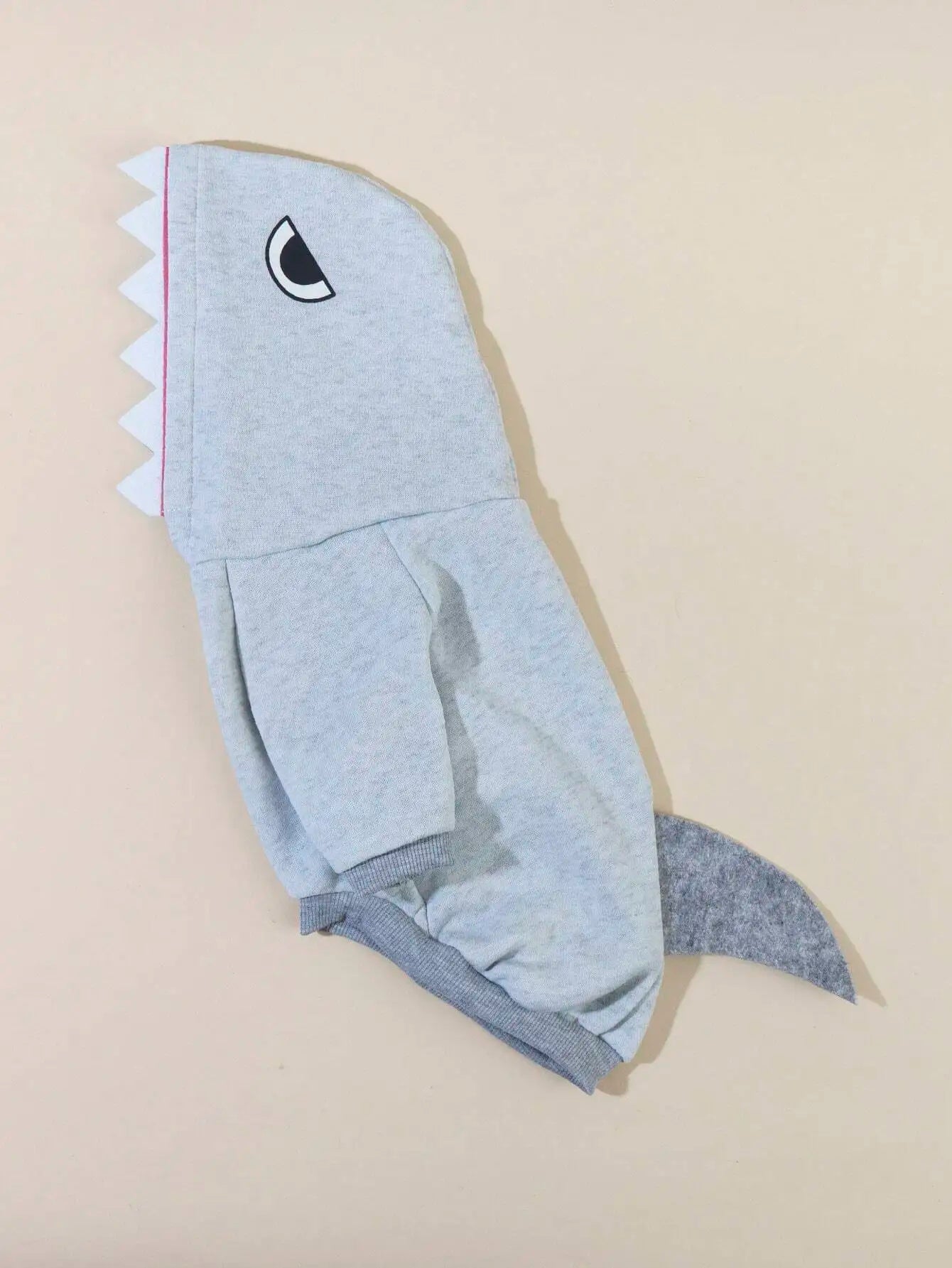 Gray Shark-Style Hooded Pet Sweater