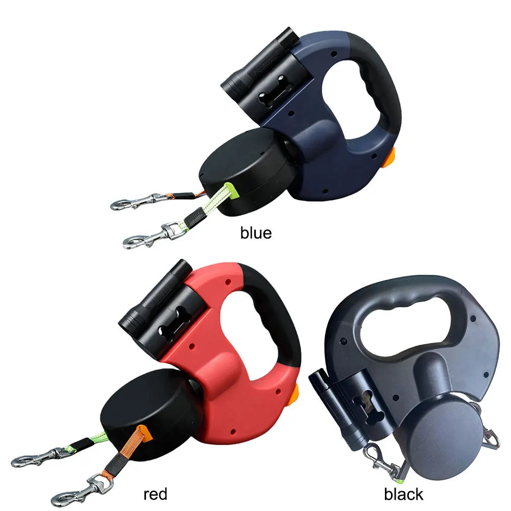 Dual Retractable Pet Leash with Flashlight