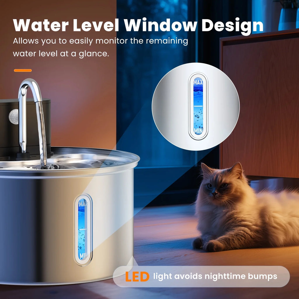 Automatic Wireless Round Stainless Pet Fountain
