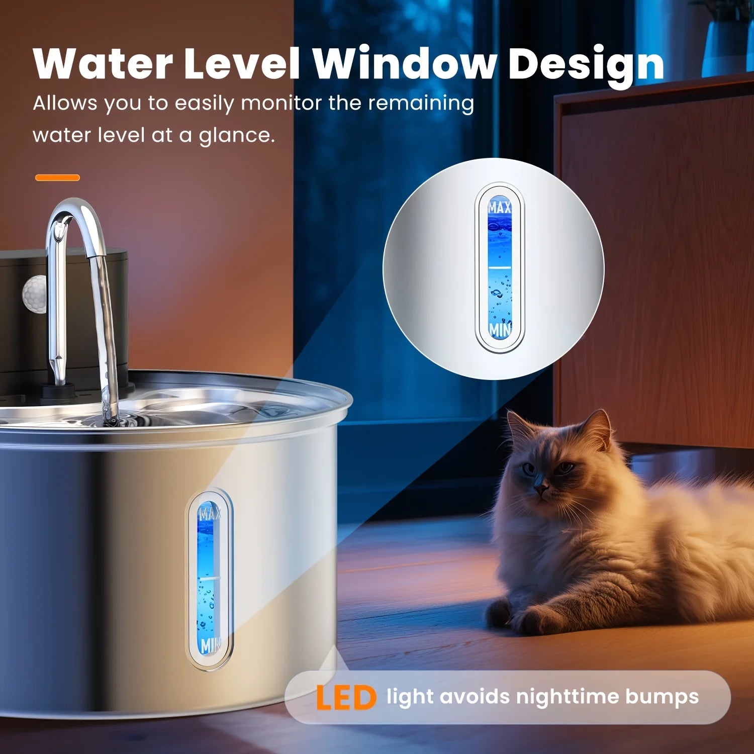 Automatic Wireless Round Stainless Pet Fountain