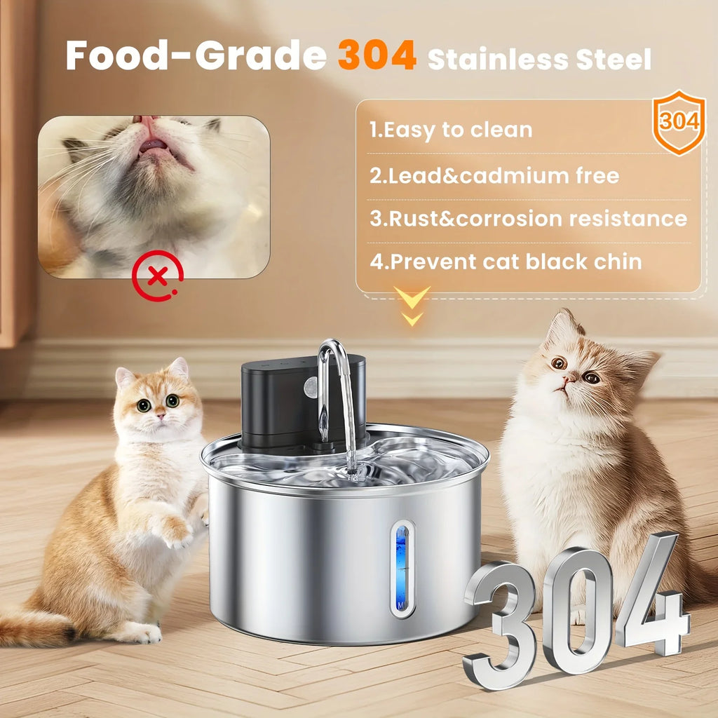 Automatic Wireless Round Stainless Pet Fountain