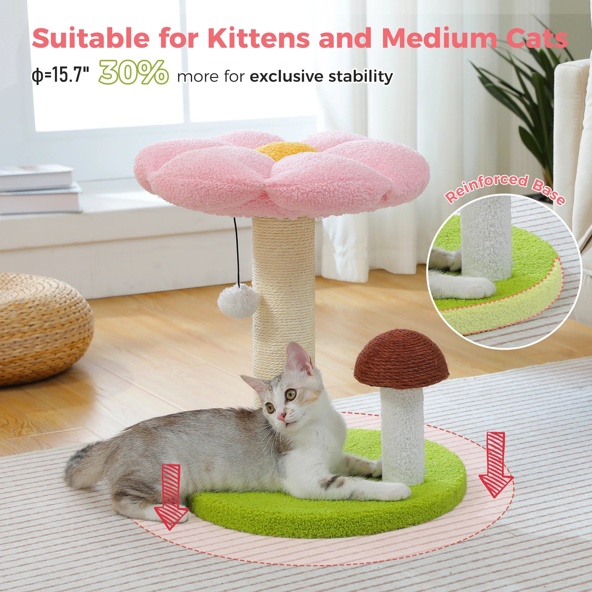 Red Flower Cat Cot and Scratching Stems