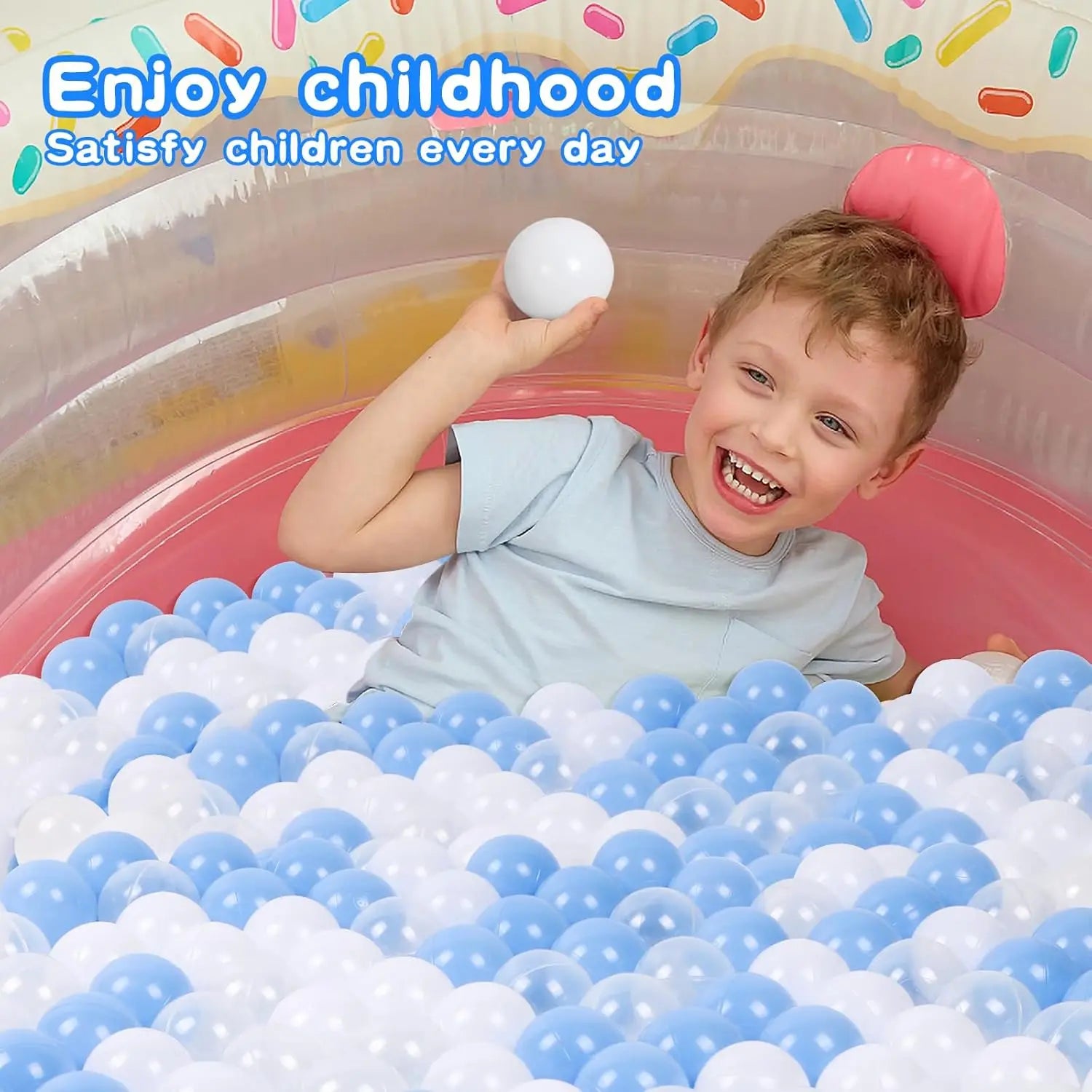 100 Ball Pit Balls (White, Blue, Clear)