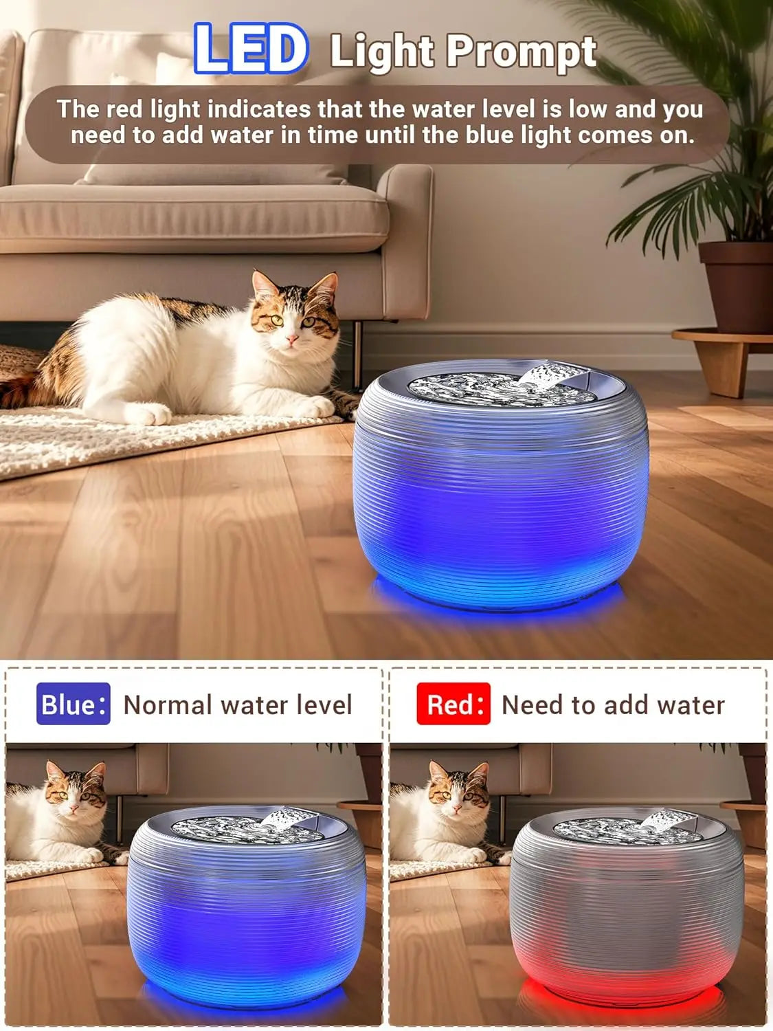 Quiet Lighted Large Pet Water Fountain
