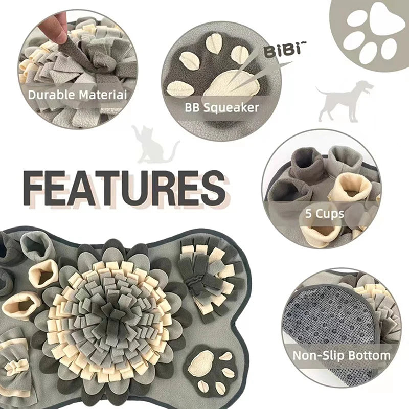 Bone-Shaped Slow Feeder Snuffle Mat