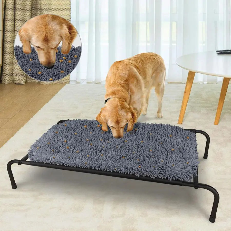 Raised Dog Bed with Snuffle Mat