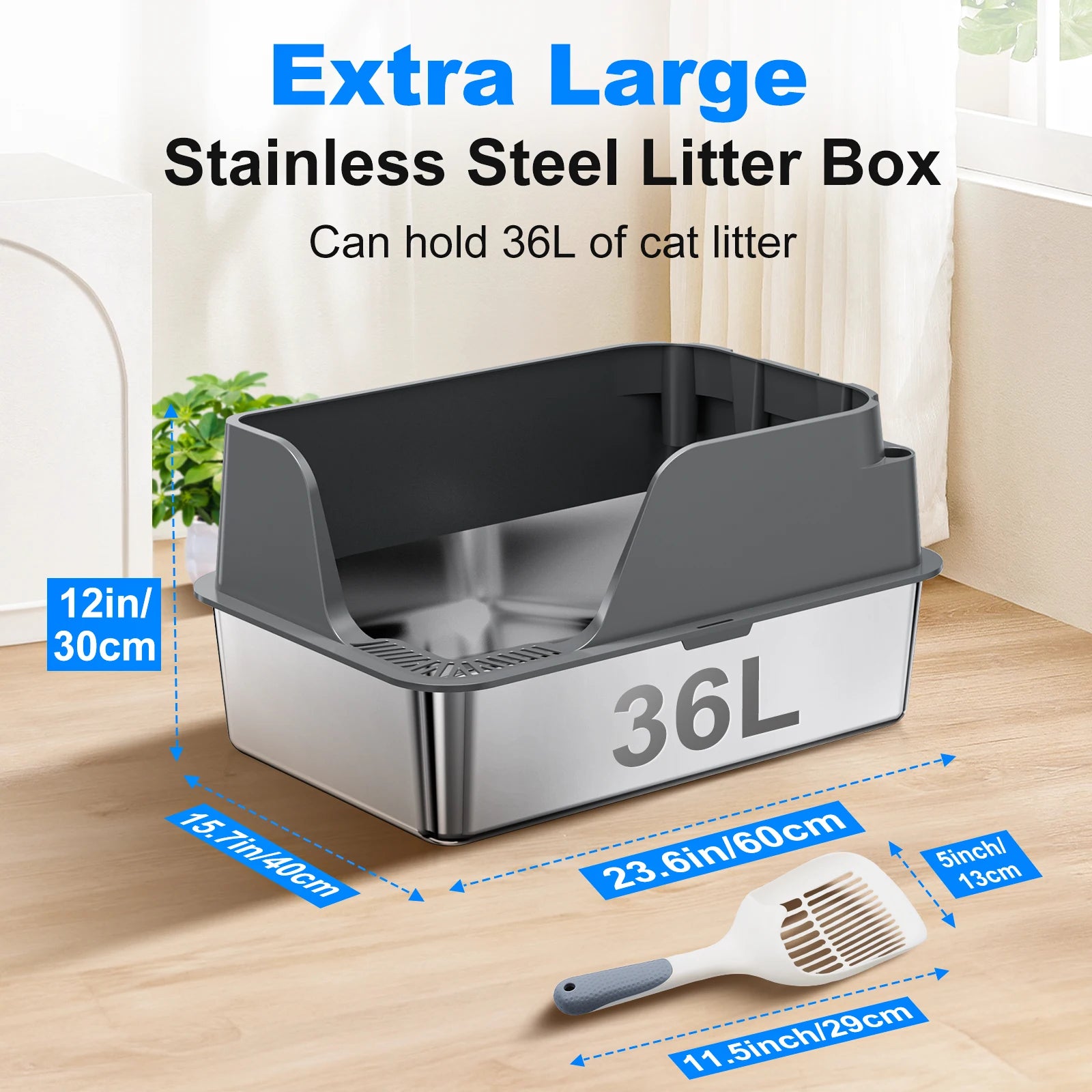Stainless Steel XL Cat Litter Box