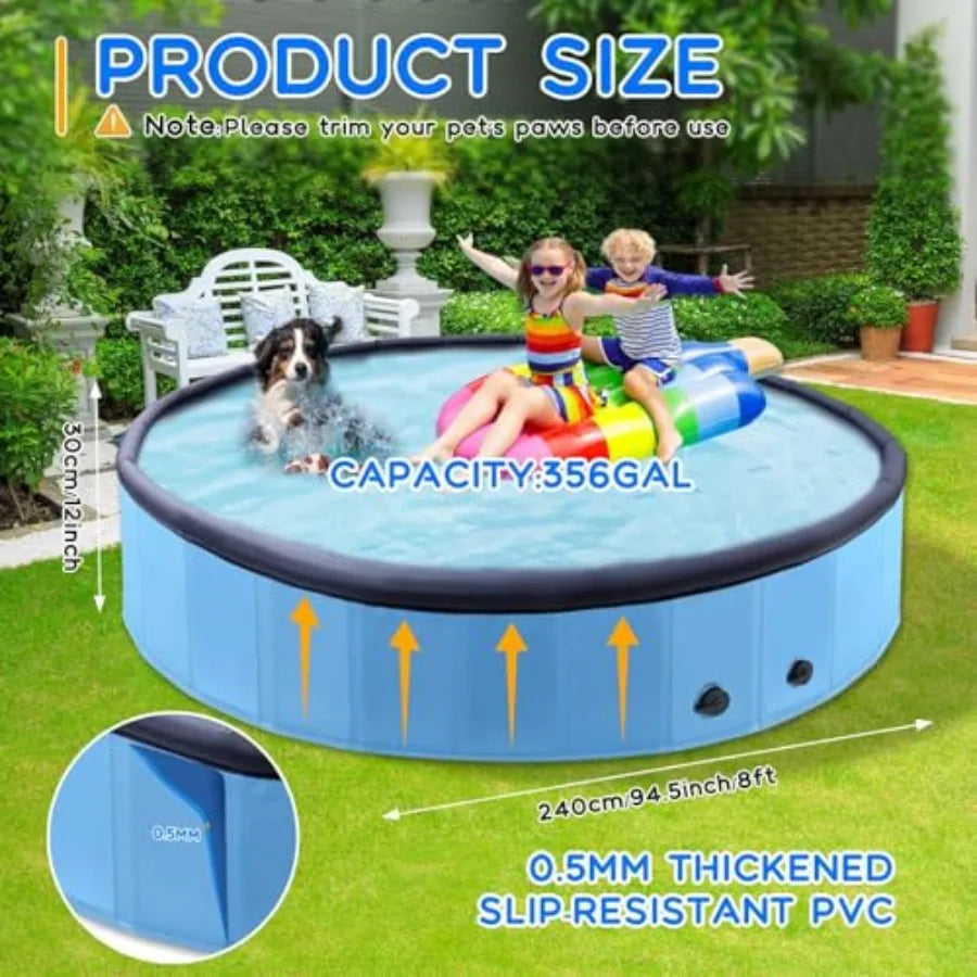 Giant Foldable Non-Slip Dog Pool with Sprinkler