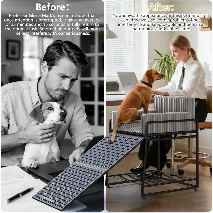 Folding Pet Stairs Ramp with Seat