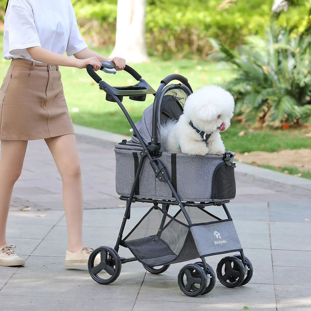Pet Stroller with Removable Carrier
