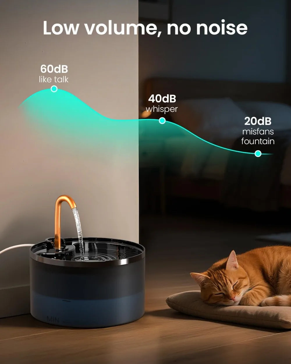 Black and Brass Automatic Pet Water Fountain