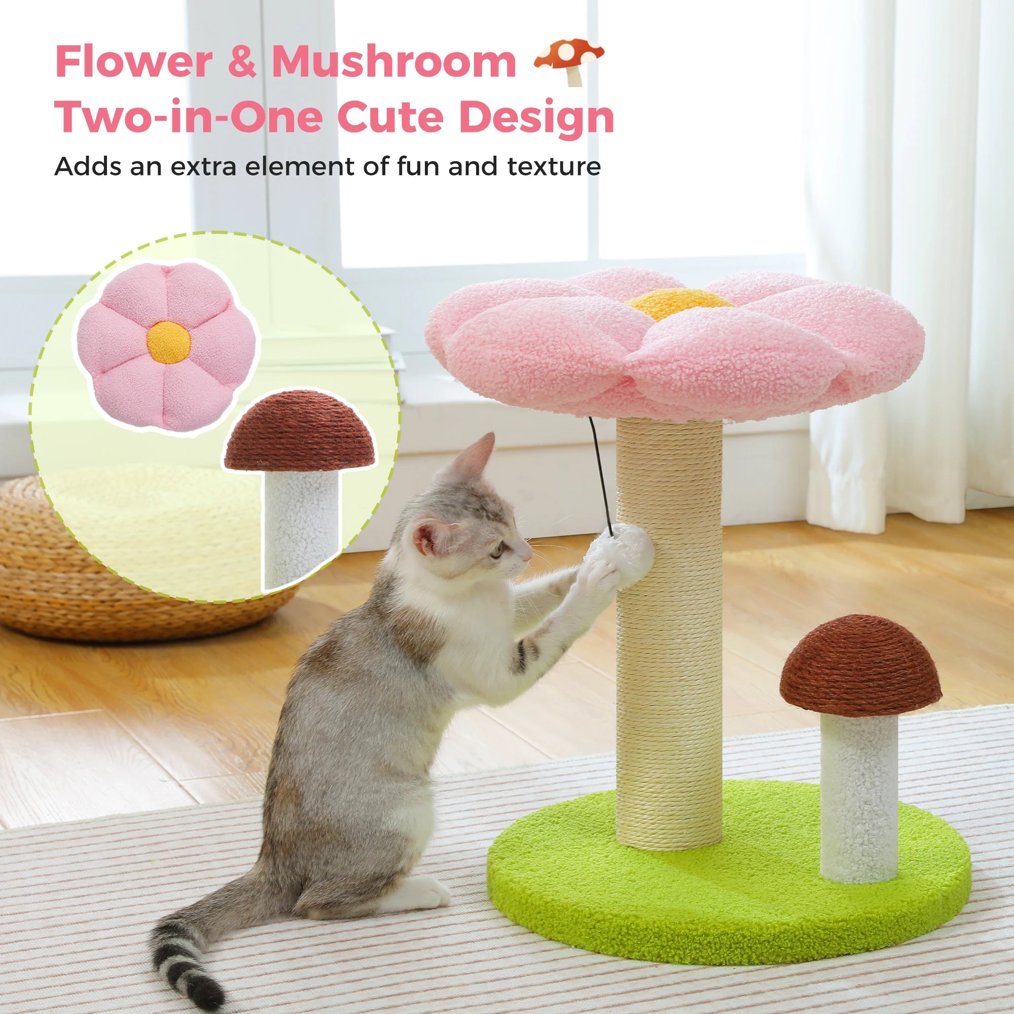 Red Flower Cat Cot and Scratching Stems