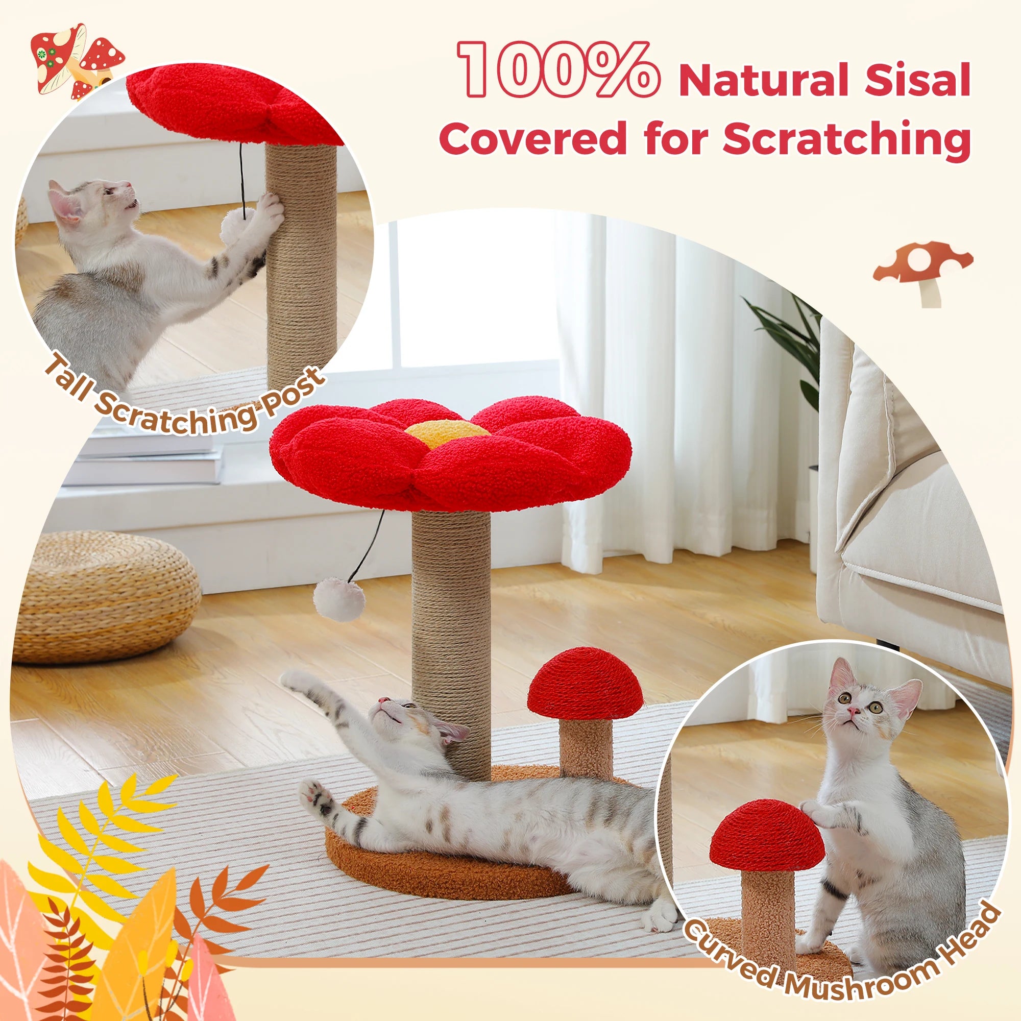 Red Flower Cat Cot and Scratching Stems