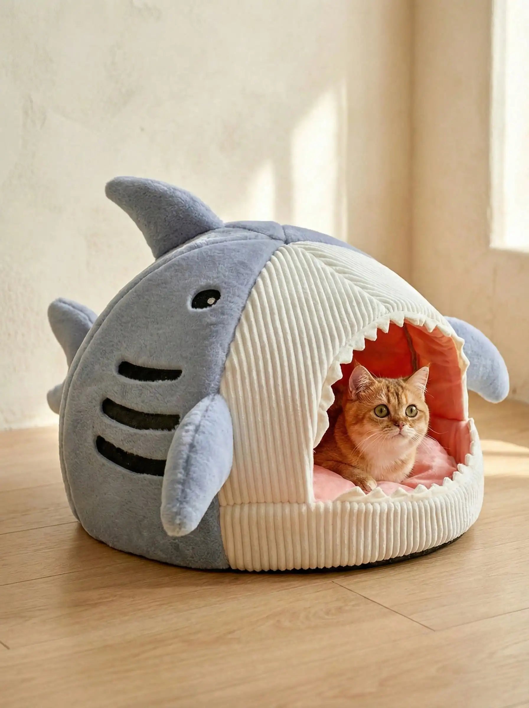 Soft Corduroy Plush Enclosed Pet Bed
