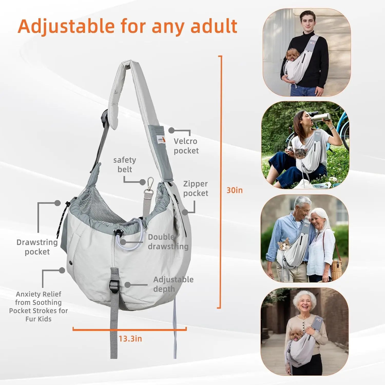 Adjustable Dog Carrier Sling for Small Pets