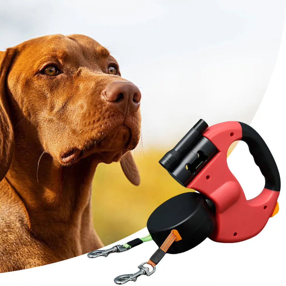 Dual Retractable Pet Leash with Flashlight