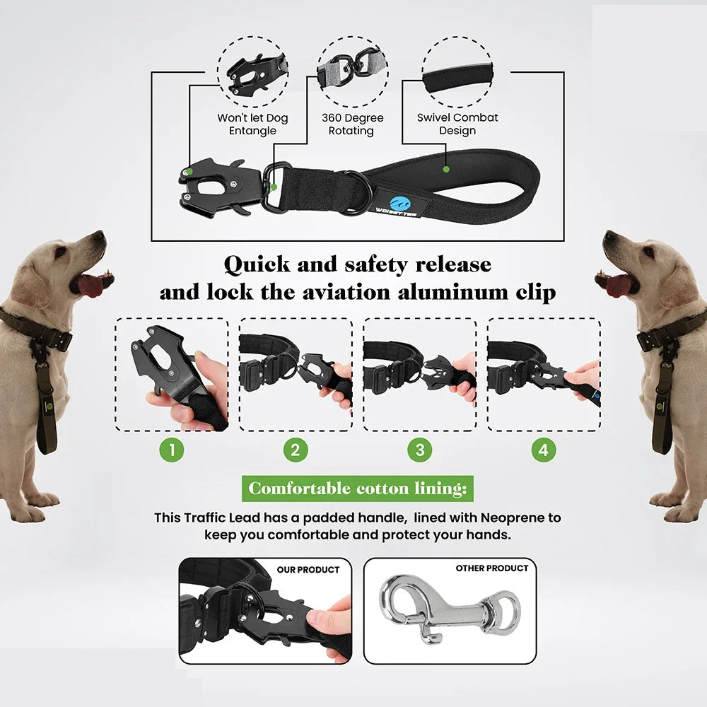 Short Traffic Leash with Padded Grip
