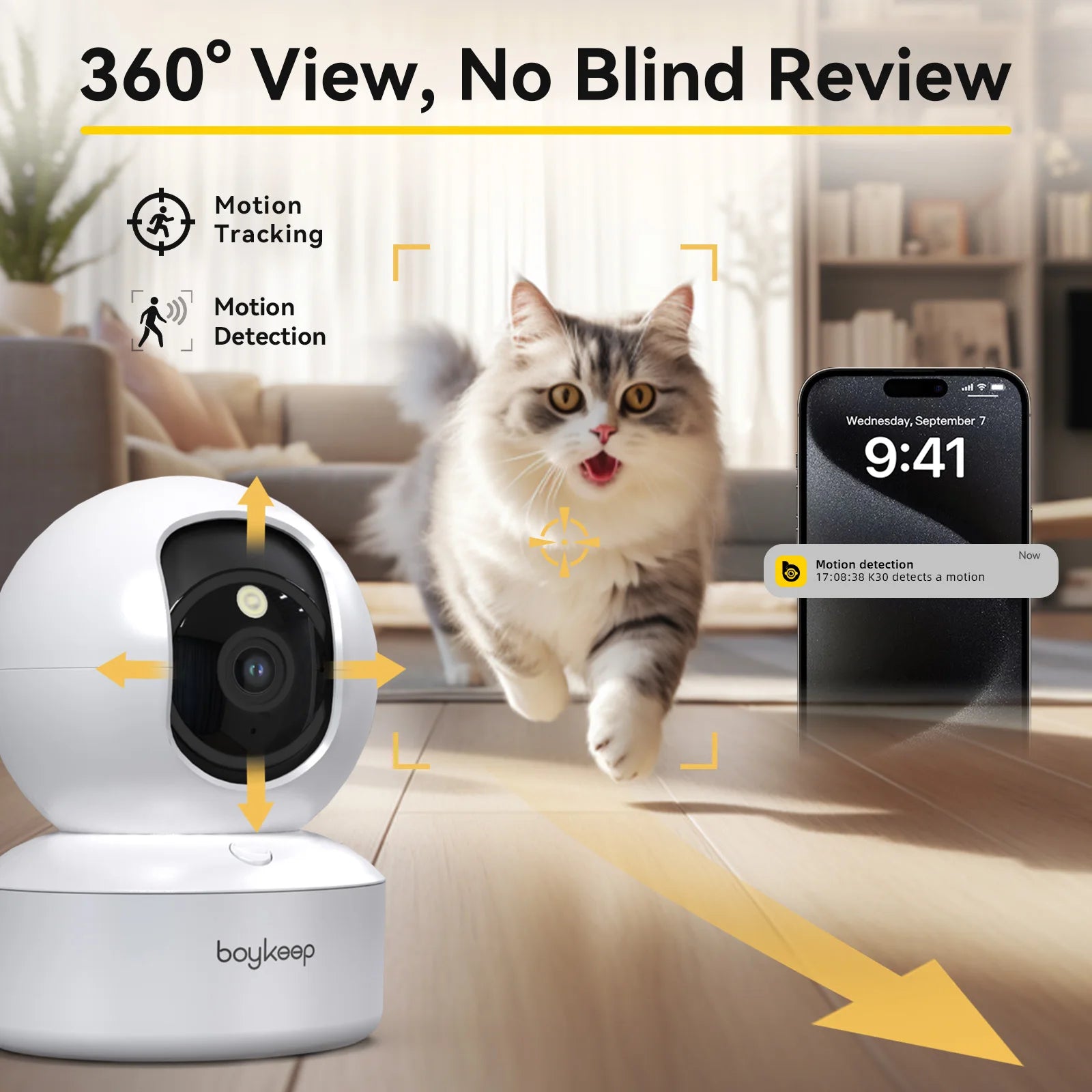 2 Pet Cameras View Remotely 360° Night Vision