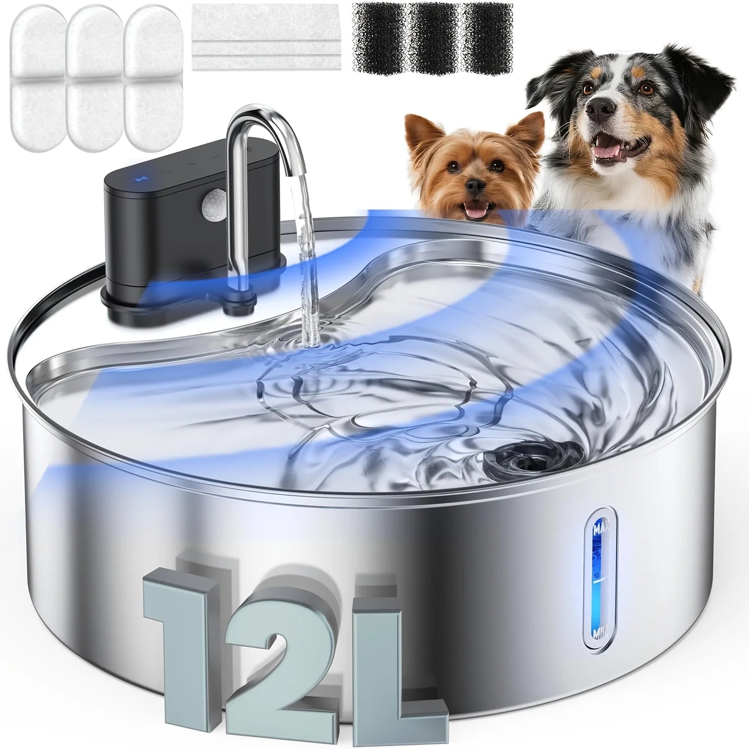 Automatic Wireless Round Stainless Pet Fountain
