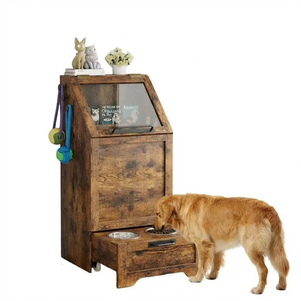 Dog Food Station with Storage
