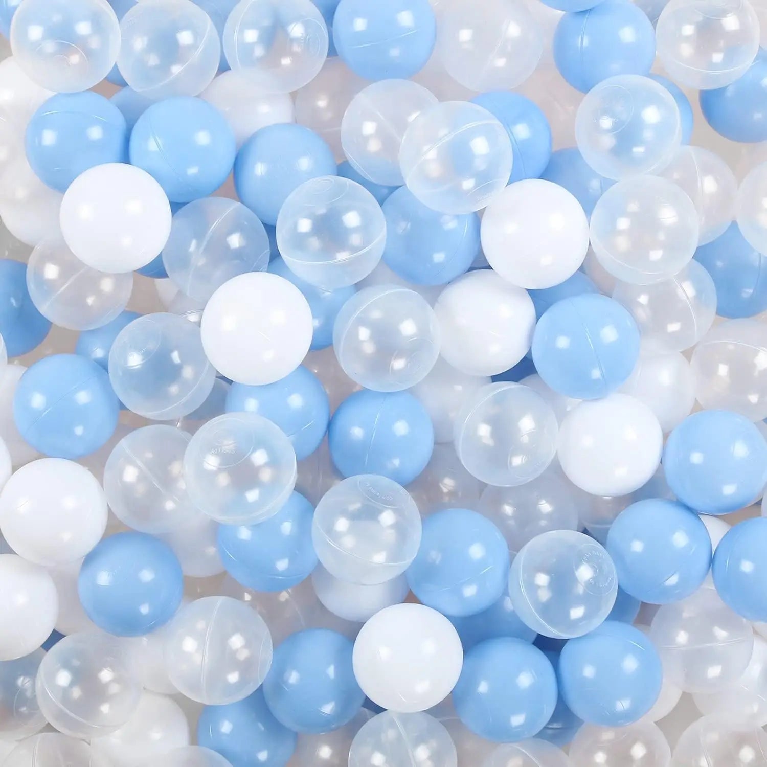 100 Ball Pit Balls (White, Blue, Clear)