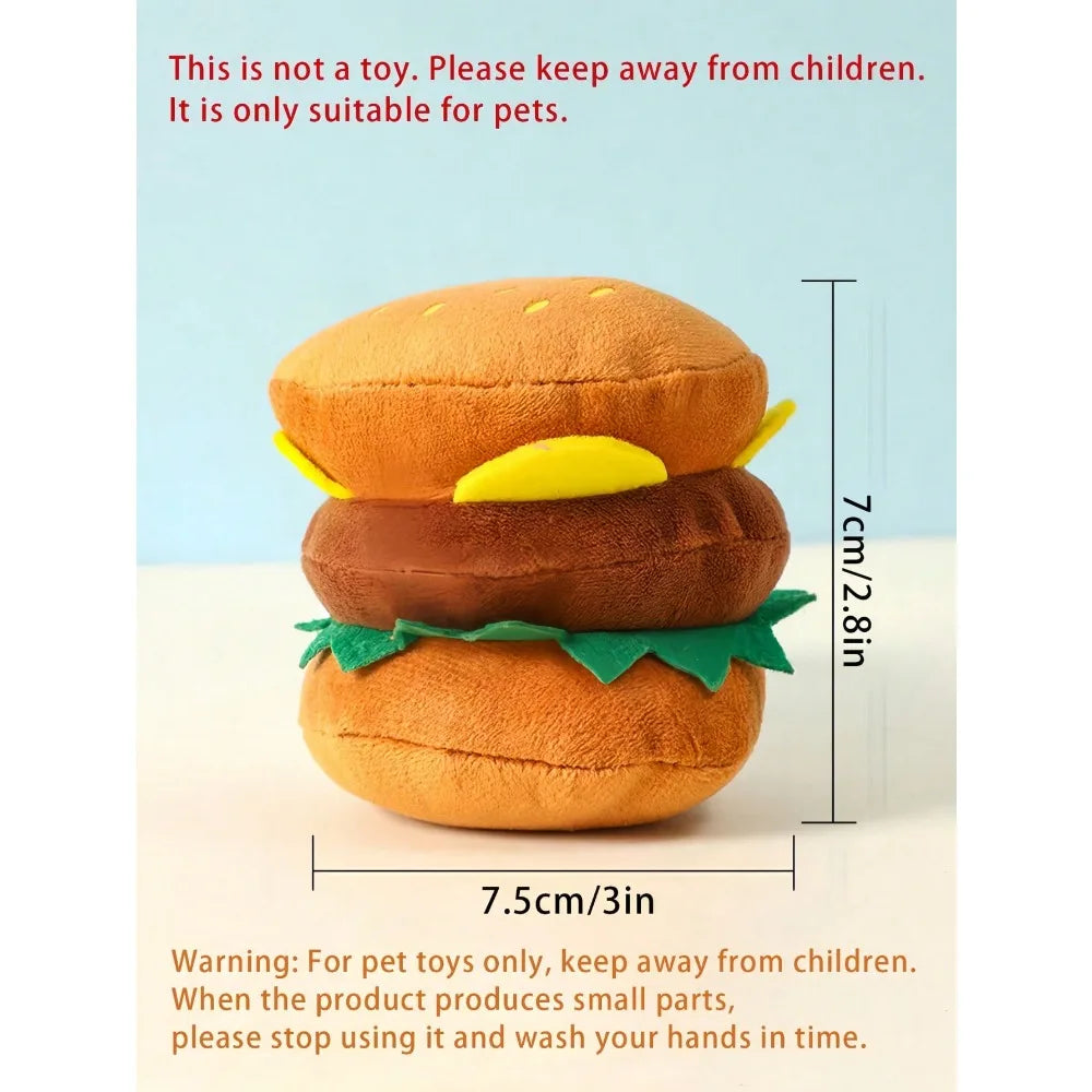 Hamburger-Shaped Squeaky Dog Toy, 1 piece