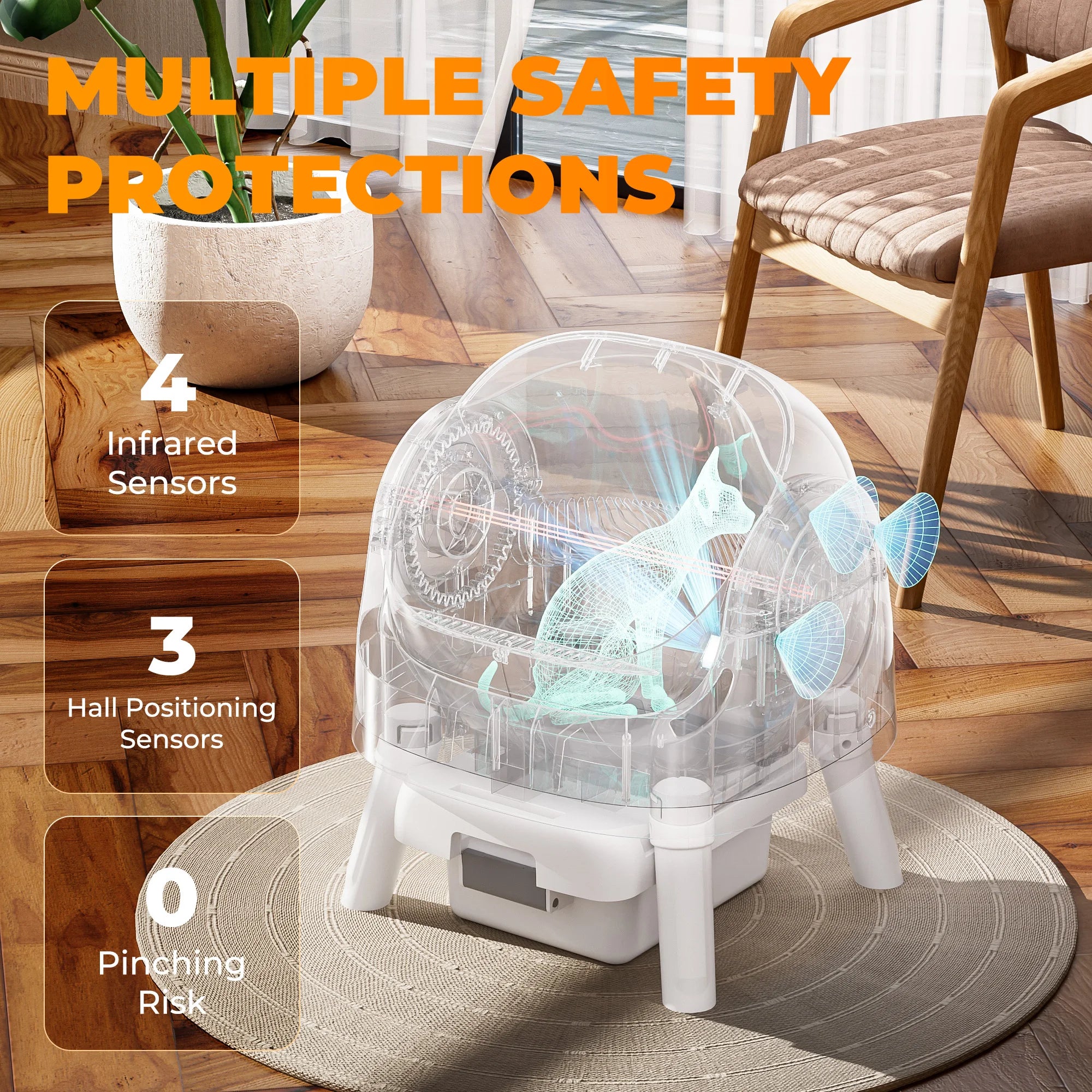 Open-Top Self Cleaning Cat Litter Box