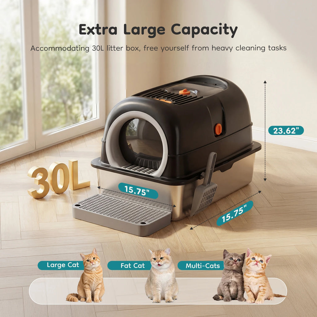 Extra Large Stainless Steel Cat Litter Box