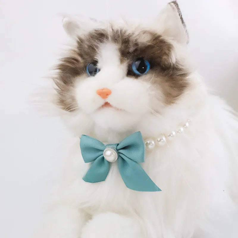 Decorative Pearl Bow Necklace Cat/Dog Jewelry