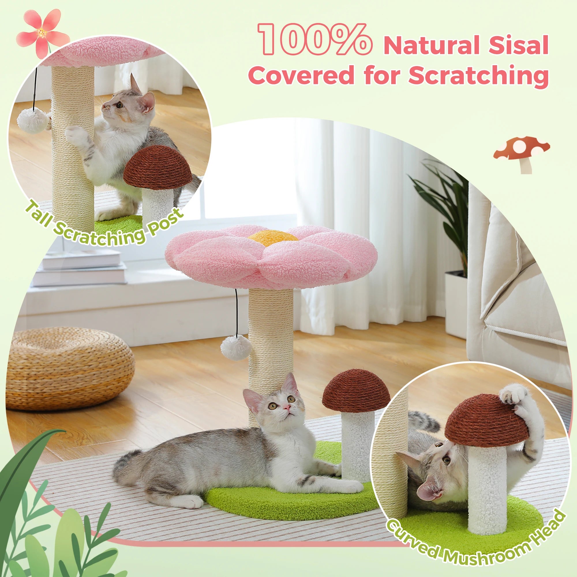 Red Flower Cat Cot and Scratching Stems