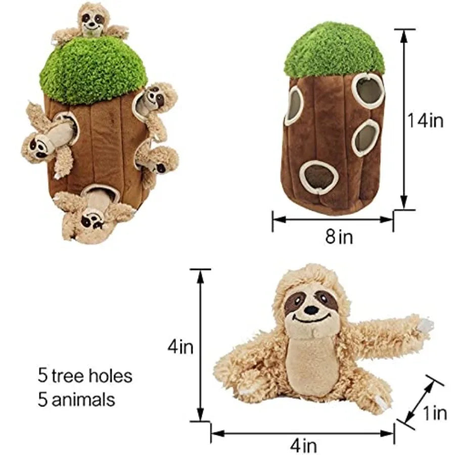 Sloth Hide & Seek Tree Dog Toy