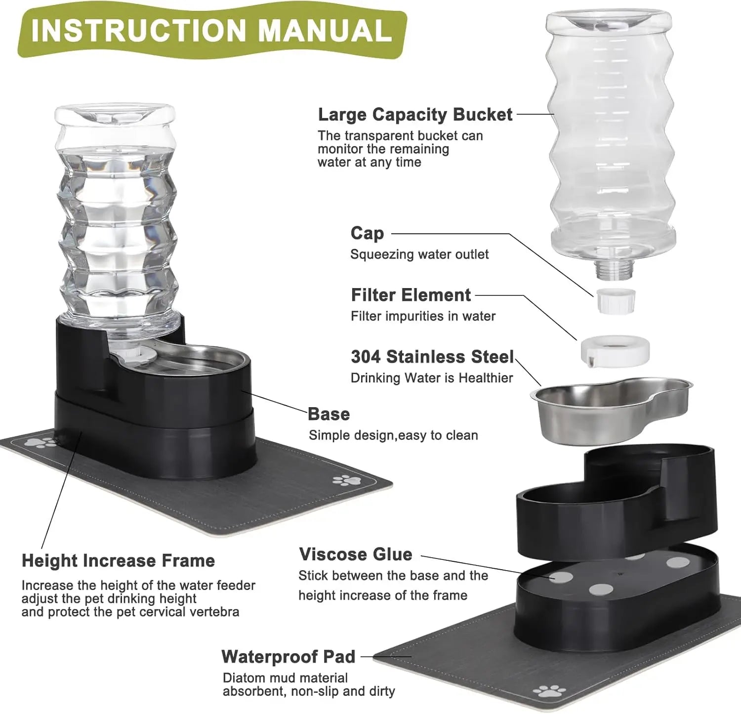 Elevated 8L Gravity Water Dispenser for Pets