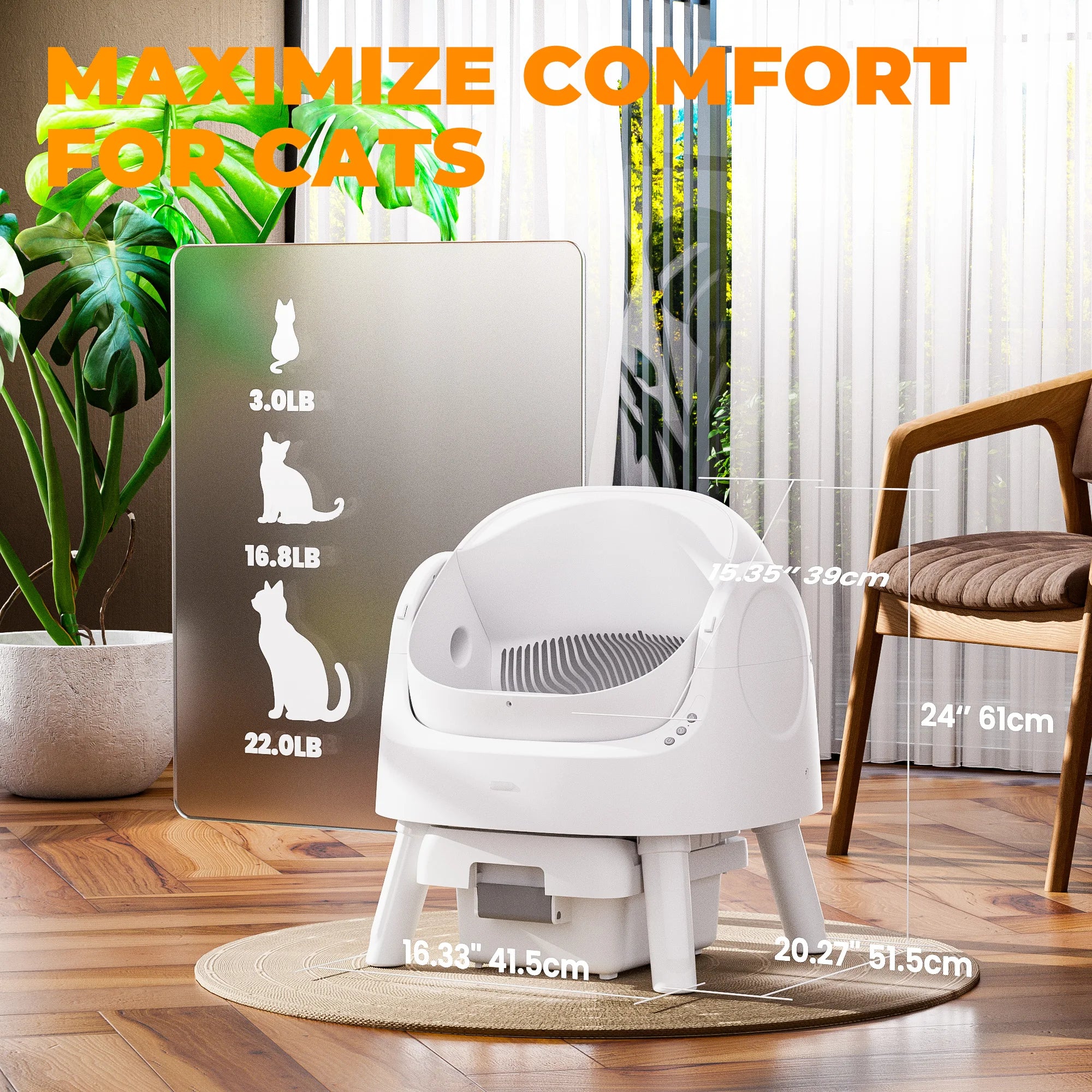 Open-Top Self Cleaning Cat Litter Box