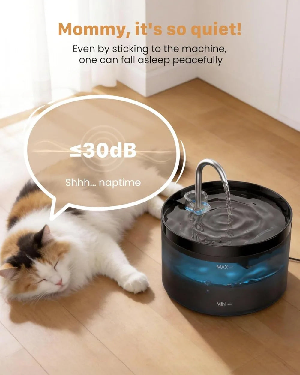 Lighted Black Pet Water Fountain