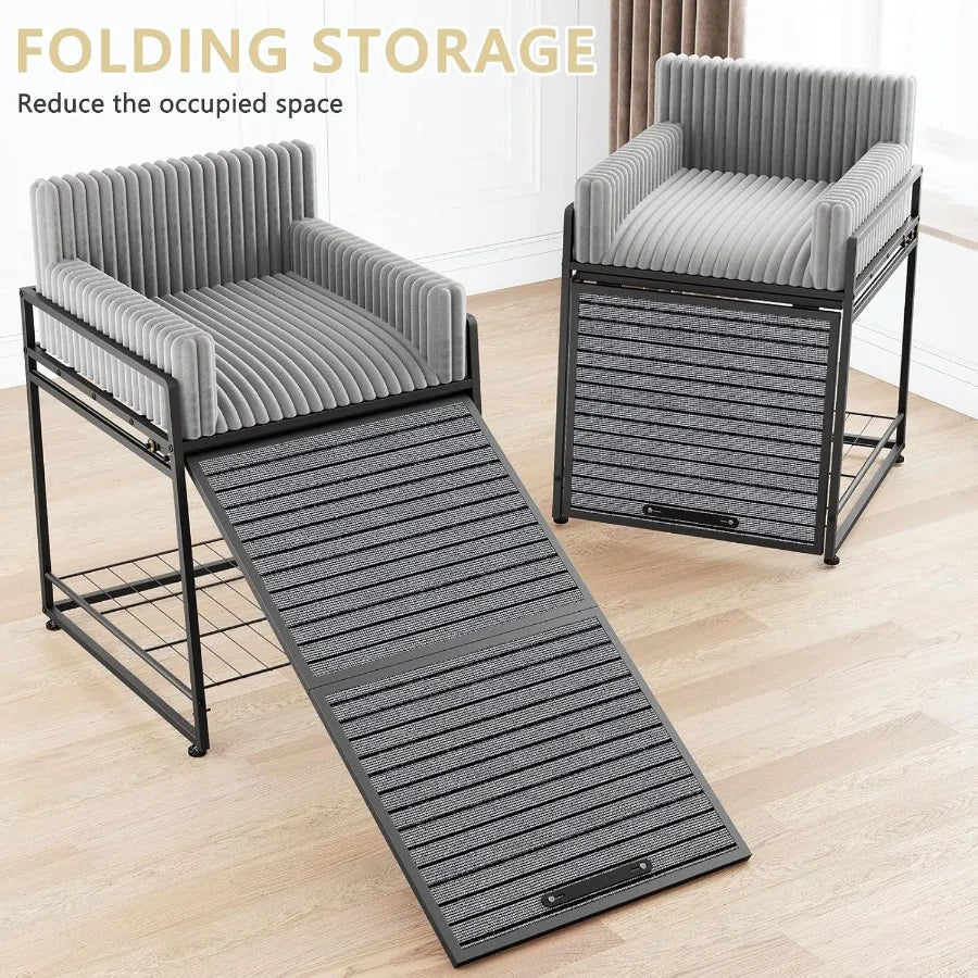 Folding Pet Stairs Ramp with Seat