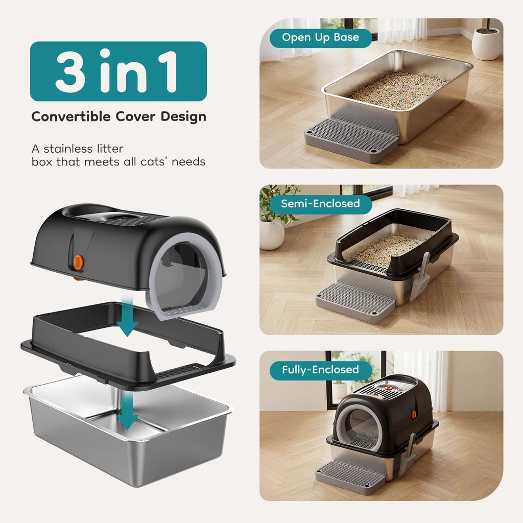 Extra Large Stainless Steel Cat Litter Box