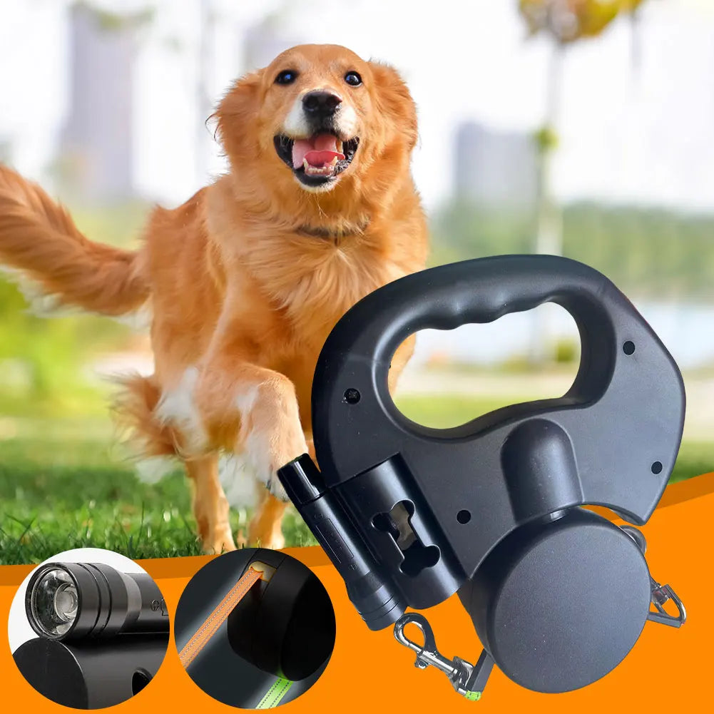 Dual Retractable Pet Leash with Flashlight