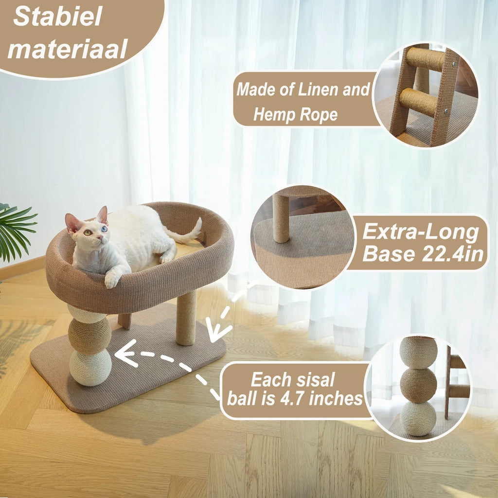 Sisal Scratching Board with Plush Cat Bed