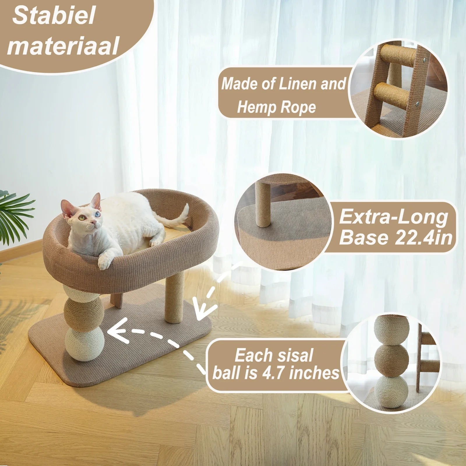Sisal Scratching Board with Plush Cat Bed