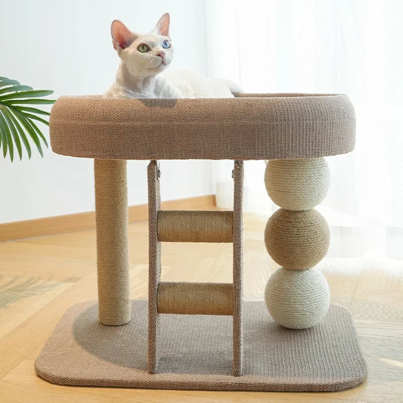Sisal Scratching Board with Plush Cat Bed
