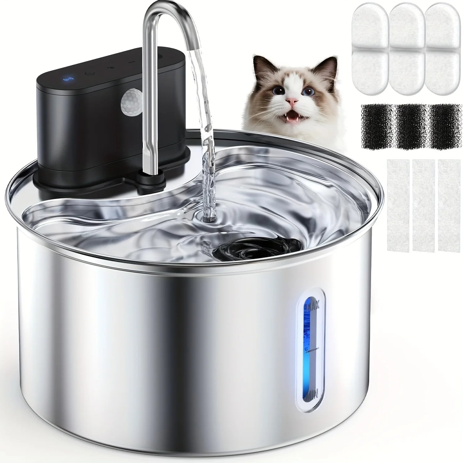 Automatic Wireless Round Stainless Pet Fountain