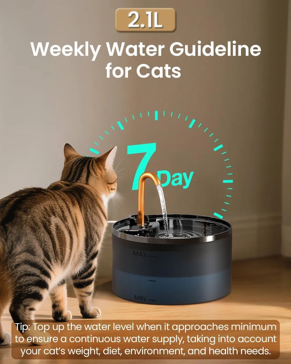 Black and Brass Automatic Pet Water Fountain