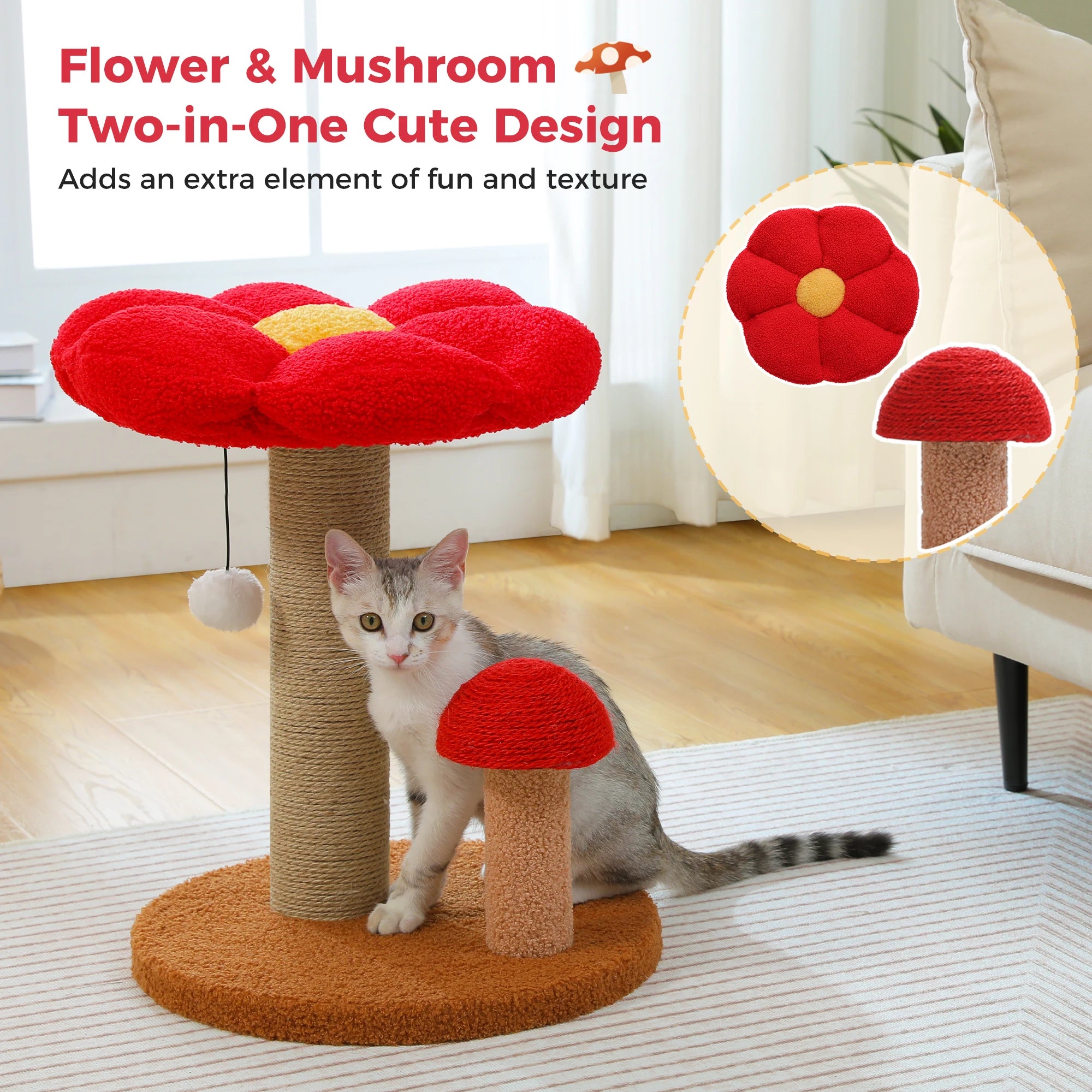 Red Flower Cat Cot and Scratching Stems